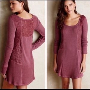 Anthropologie E by Eloise waffle knit and lace tunic/dress size Medium